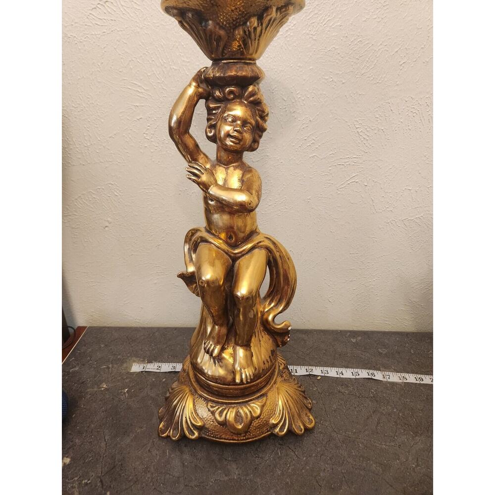 JAMAR MALLORY Angel CERAMIC STUDIO 1950 Golden Cherub Candle Or‎ Plant Stand